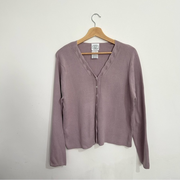 Laura Ashley Sweaters - Vintage Laura Ashley Cardigan Size XL Dusty pink/lilac